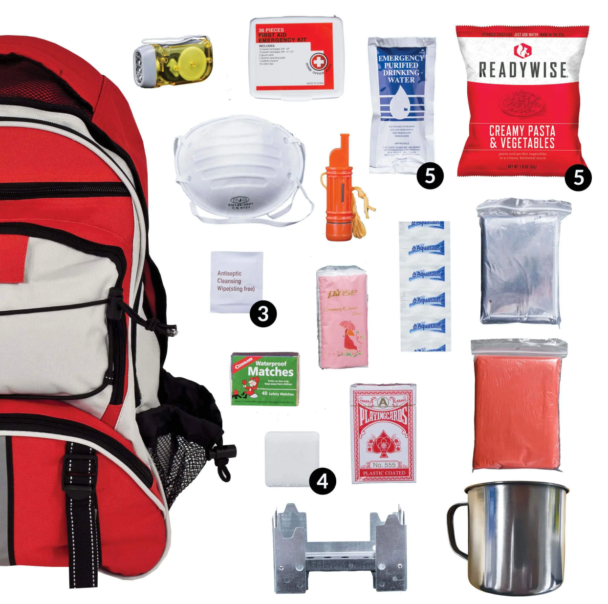 Readywise Red 64 Piece Survival Backpack