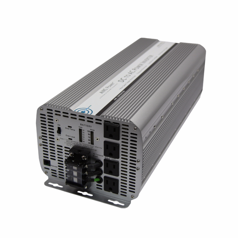 AIMS Power 10000 Watt Modified Sine Inverter 12 Volt front, side, and top view