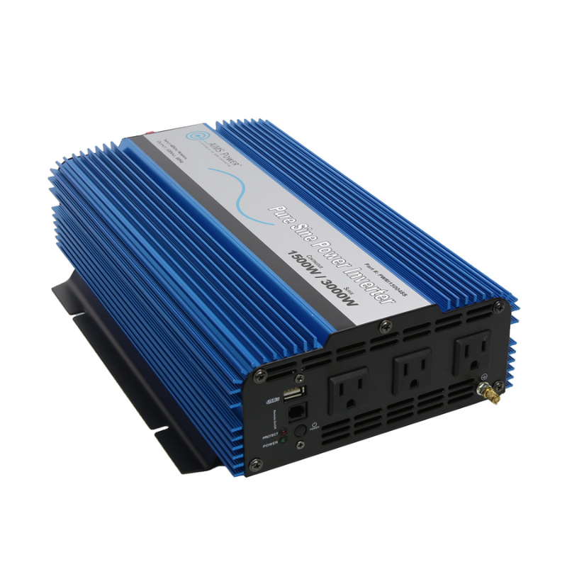 AIMS Power 1500 Watt Pure Sine Inverter 24 Volt front, side, and top view