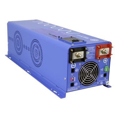 AIMS Power 4000 Watt Pure Sine Inverter Charger - 12 VDC to 120 VAC - side and terminals and fan