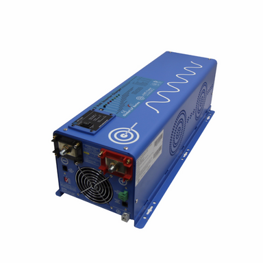 AIMS Power 4000 Watt Pure Sine Inverter Charger - 12 VDC to 120 VAC - front, top, and side view