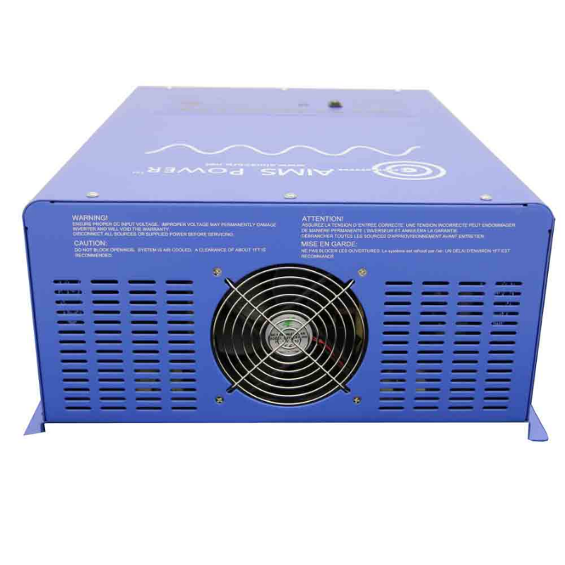 AIMS Power 4000 Watt Pure Sine Inverter Charger - 24VDC to 120/240VAC Split Phase - ETL Listed to UL 458 - rear view of the fan and vents