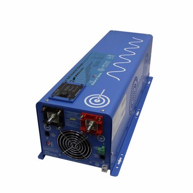 AIMS Power 6000 Watt Pure Sine Inverter Charger - 24VDC to 120/240VAC Split Phase - front, side, and top view