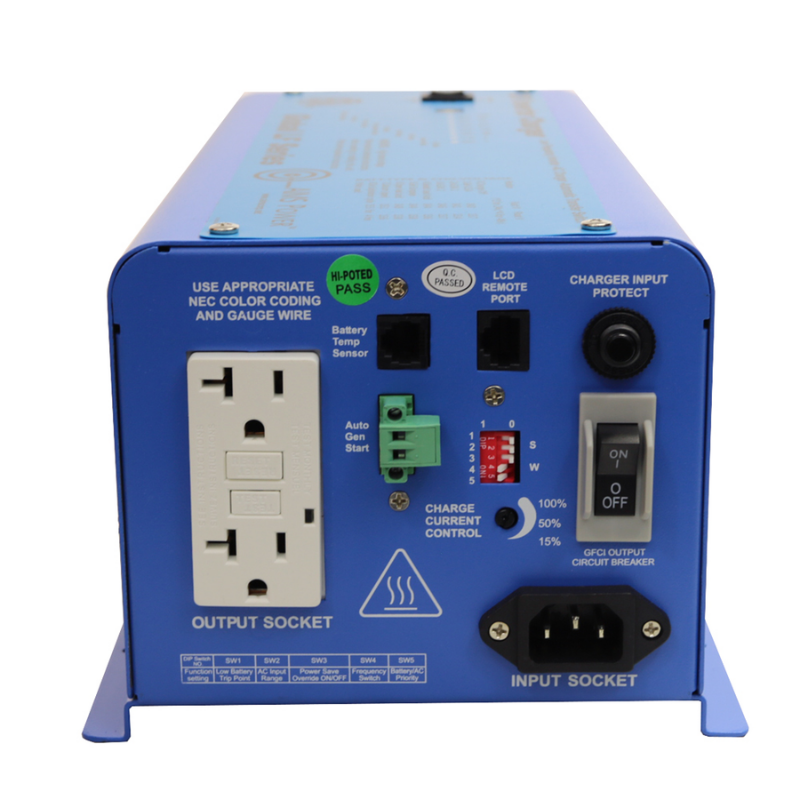 AIMS Power 600 Watt Pure Sine Inverter Charger 12 Volt - ETL Listed to UL 458 - output socket and power switch