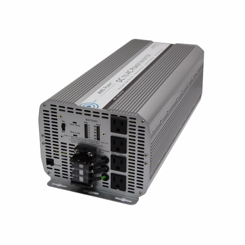 AIMS Power 8000 Watt Modified Sine Inverter 12 Volt front, side, and top view