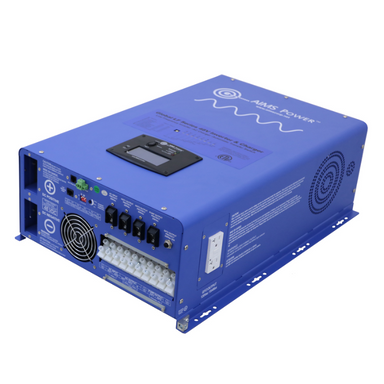AIMS Power 8000 Watt Pure Sine Inverter Charger - 48VDC to 120/240VAC Split Phase - ETL Listed to UL 1741 - front, top, and side view
