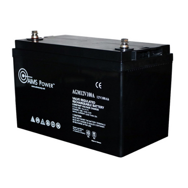 AIMS Power AGM 12V 100Ah Deep Cycle Battery Heavy Duty - AGM12V100AH without strap