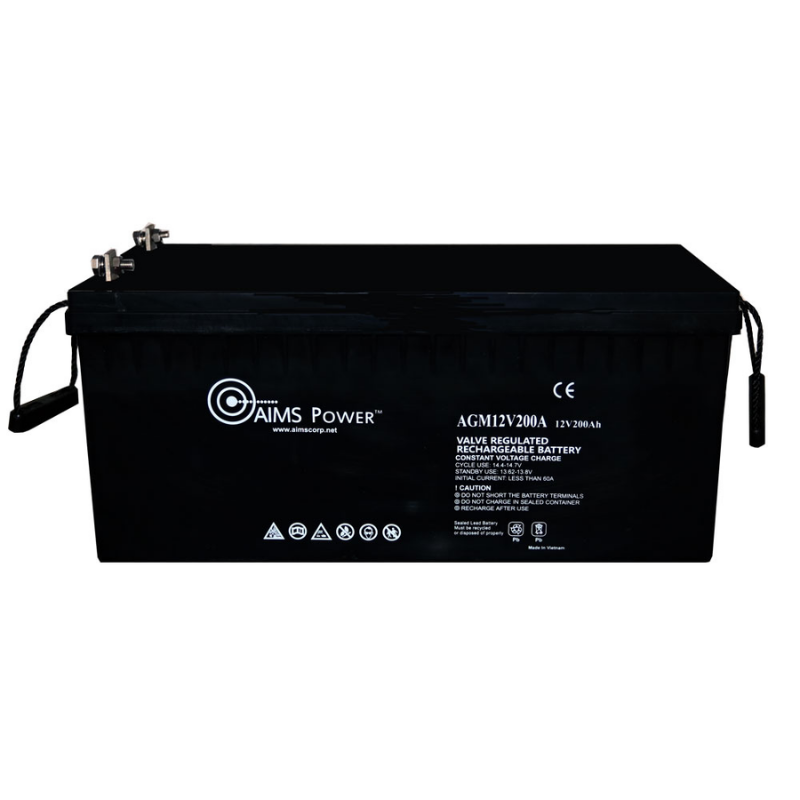AIMS Power AGM 12V 200Ah Deep Cycle Battery Heavy Duty front view