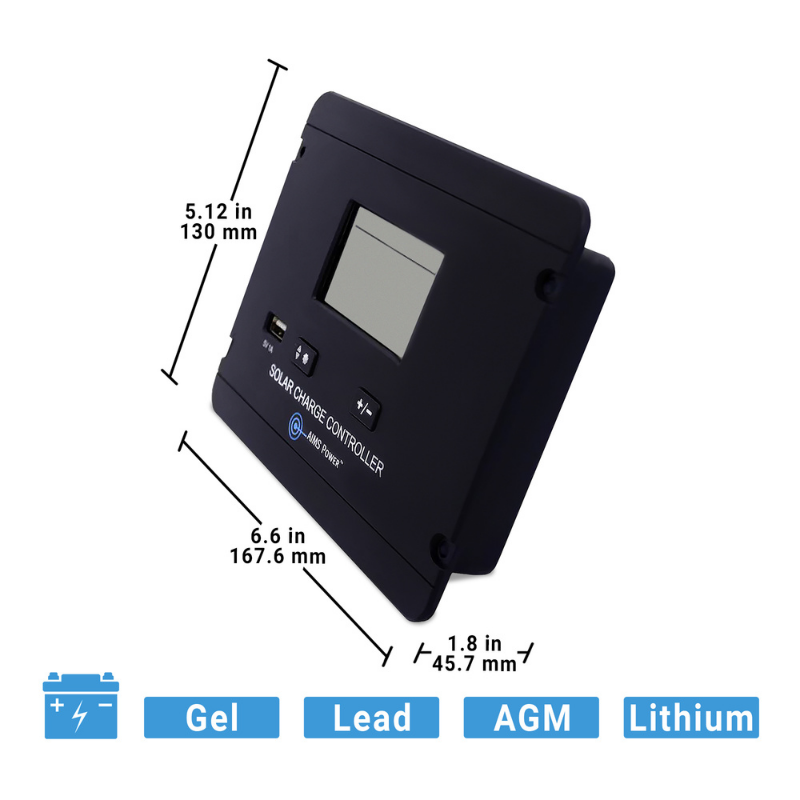 AIMS Power Flush Mount 30 Amp Charge Controller PWM 12/24V - SCC30AFM sizing