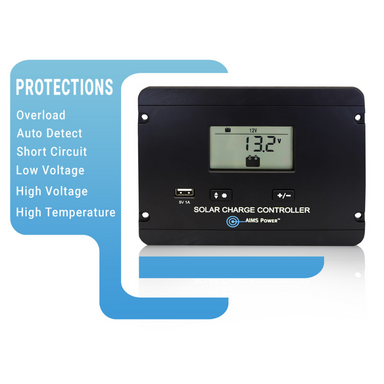 AIMS Power Flush Mount 30 Amp Charge Controller PWM 12/24V - SCC30AFM protections