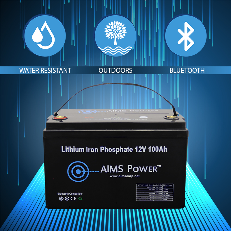 AIMS Power Lithium Battery 12V 100Ah LiFePO4 Lithium Iron Phosphate with Bluetooth Monitoring extra features