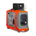 ALP Portable 100W Propane Generator Orange and Gray with a radio plugged in