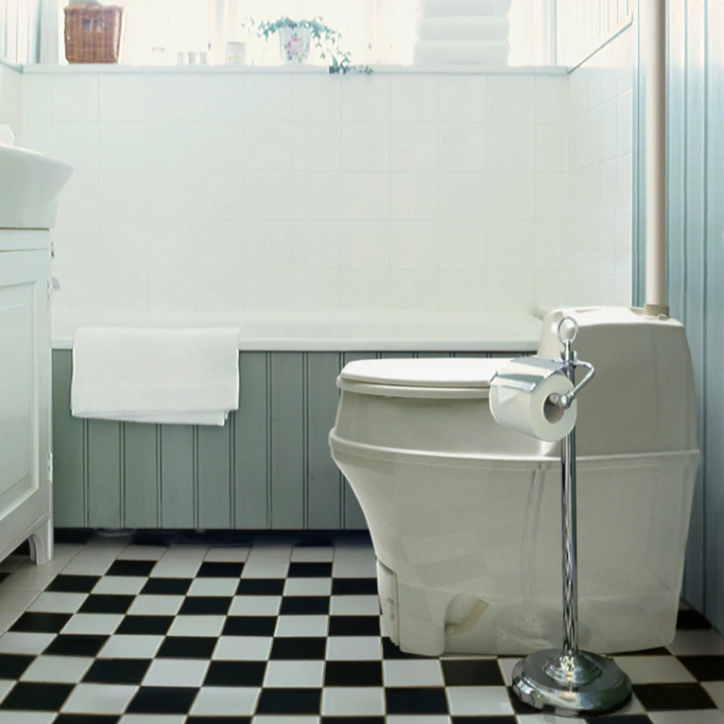 BioLet Composting Toilet 15a set up inside of a bathroom