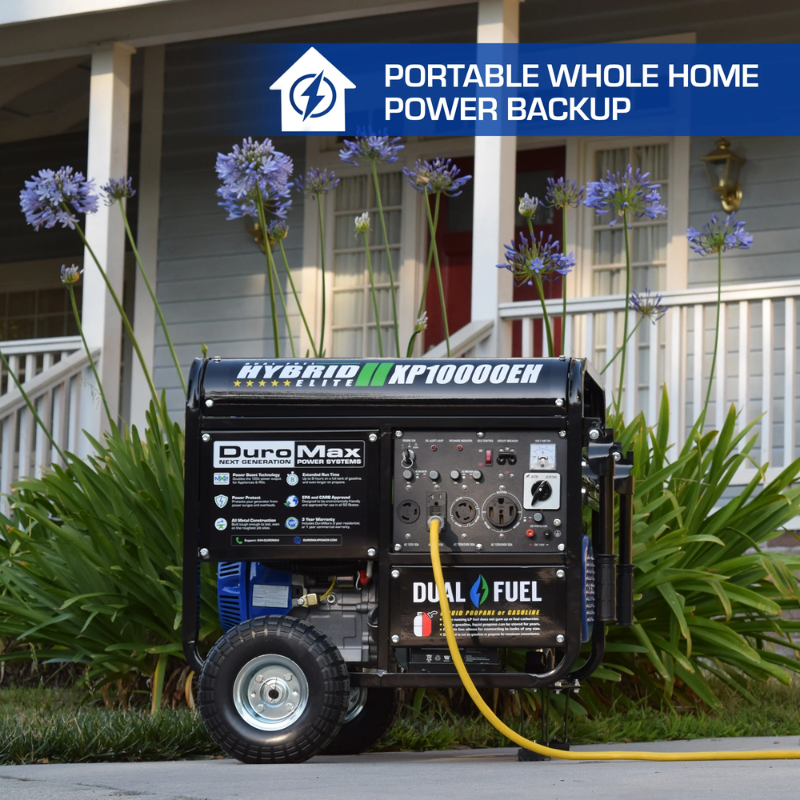 Whole Home Power Backup capability of the DuroMax 10000 Watt Dual Fuel Portable Generator
