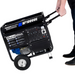 Transporting the DuroMax 10000 Watt Portable Generator with its handles and wheels