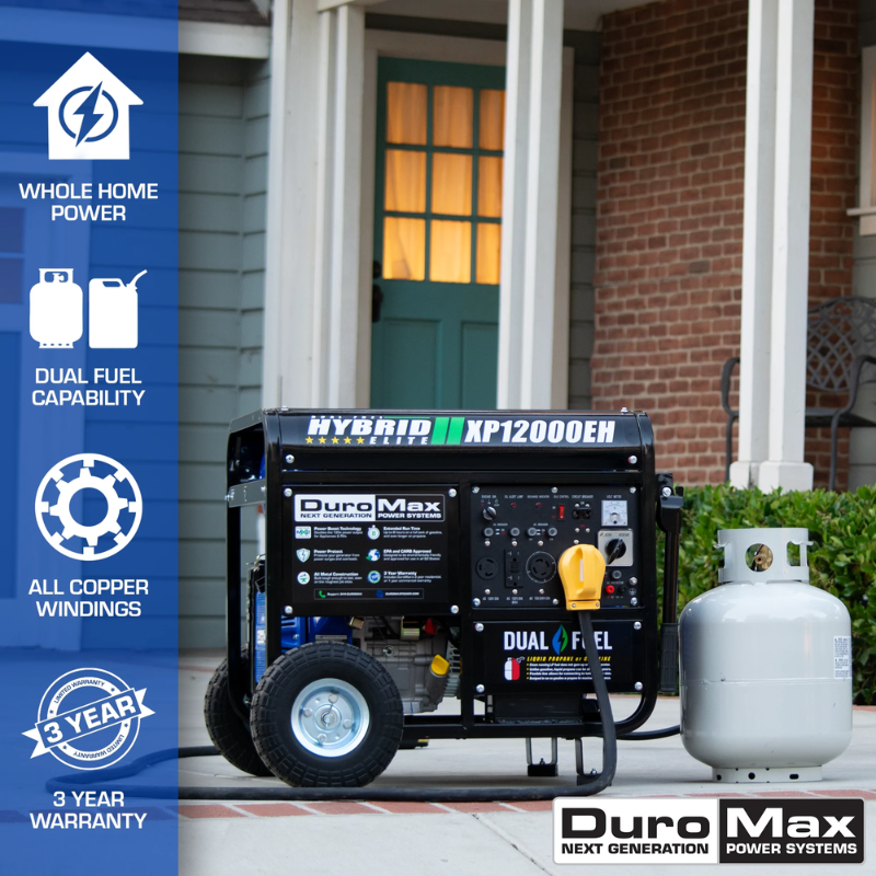 information about DuroMax 12000 Watt Dual Fuel Portable Generator