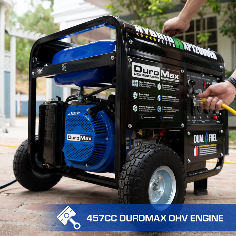 engine of DuroMax 12000 Watt Dual Fuel Portable Generator'