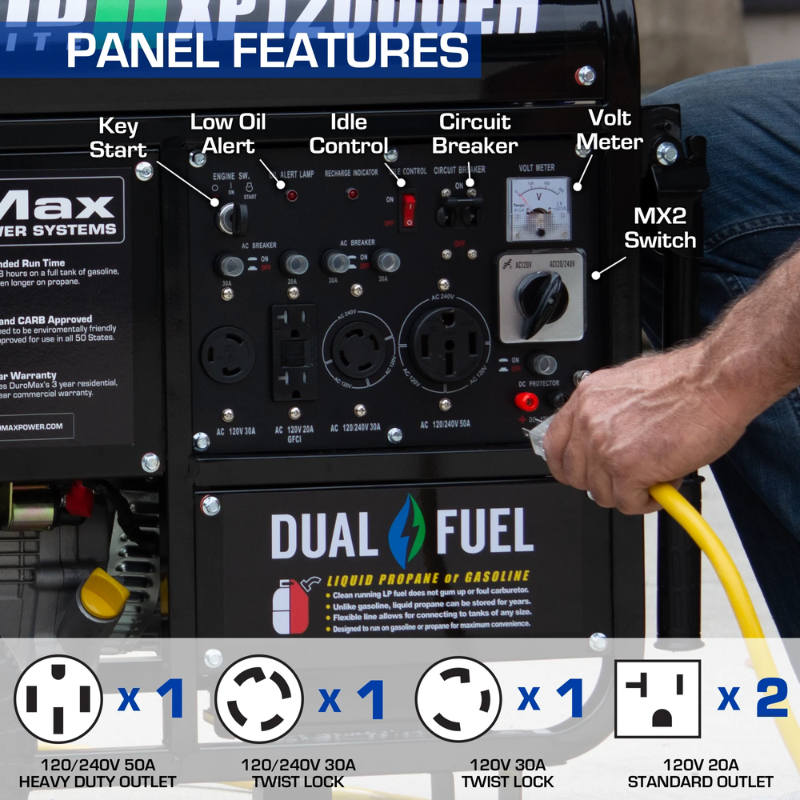 DuroMax 12000 Watt Dual Fuel Portable Generator