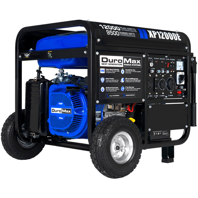 DuroMax 12000 Watt Portable Generator front and side view