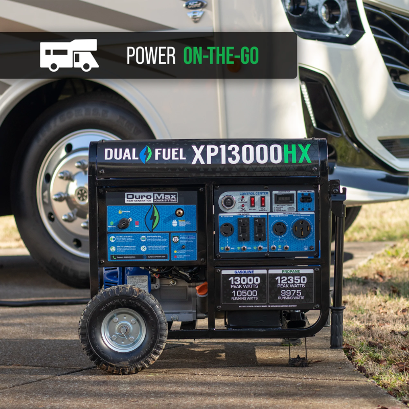 DuroMax Generador HX portátil de combustible dual de 13000 vatios con alerta de CO
