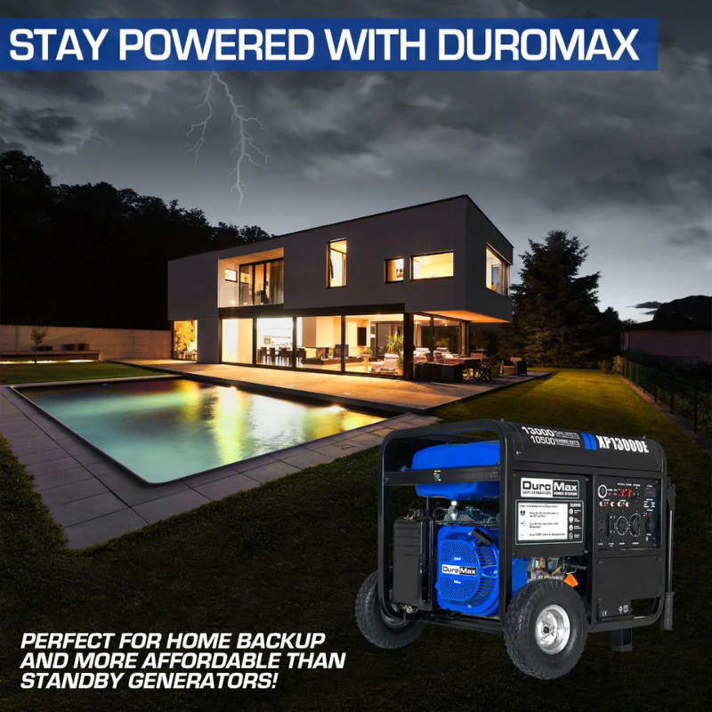 home backup with the DuroMax 13000 Watt Gasoline Portable Generator