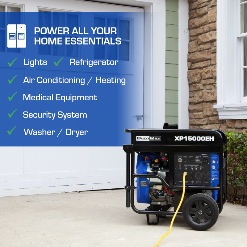 Powering all your essentials with the DuroMax 15000 Watt Dual Fuel Portable Generator