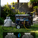 gasoline or propane can fuel the DuroMax 4850 Watt Dual Fuel Portable HX Generator w/ CO Alert