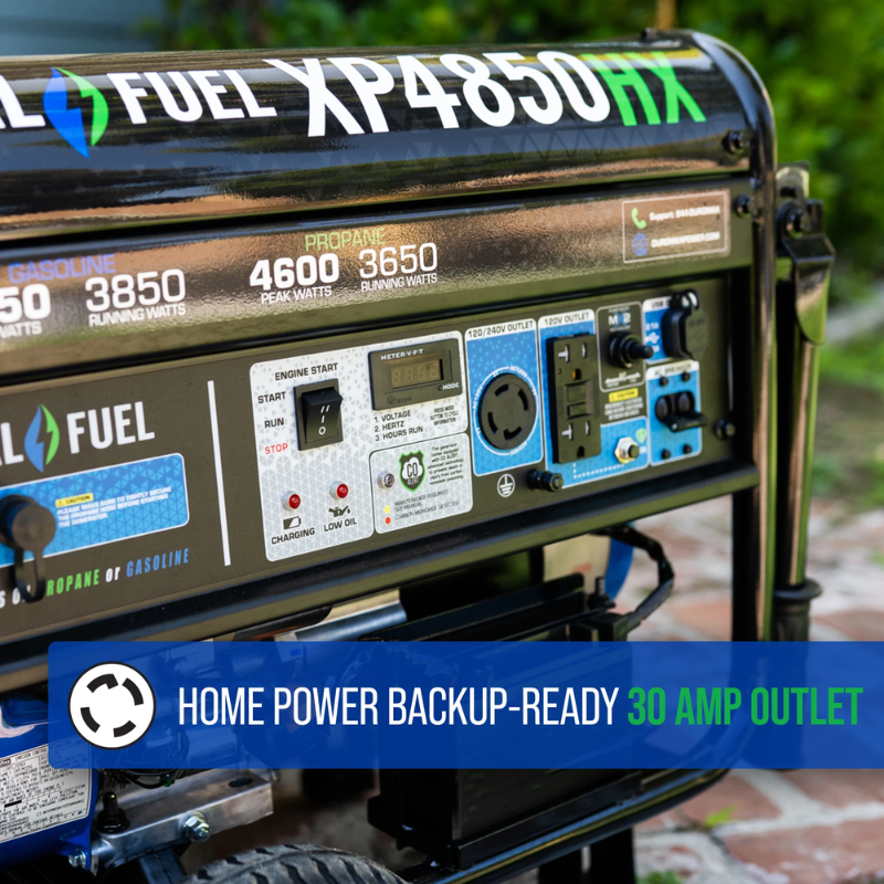 30 amp outlet in the DuroMax 4850 Watt Dual Fuel Portable HX Generator w/ CO Alert