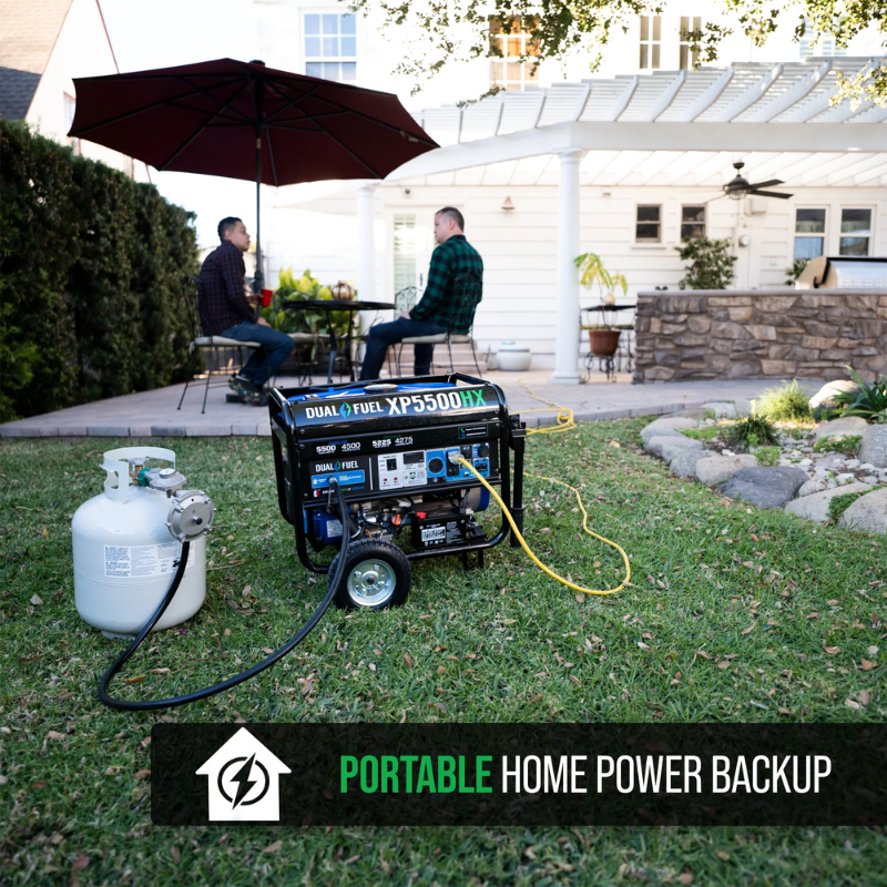 home power back up capabilities of the DuroMax 5500 Watt Dual Fuel Portable HX Generator w/ CO Alert
