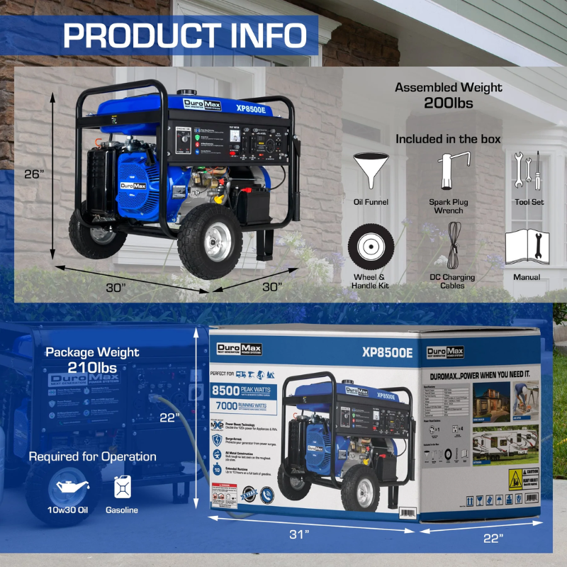Product Info of the DuroMax 8500 Watt Gasoline Portable Generator