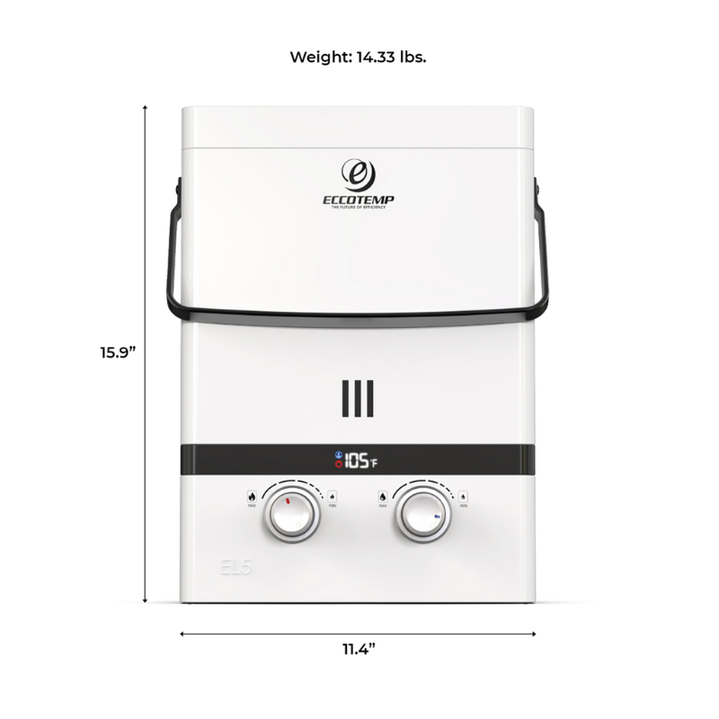 weight and dimensions of the Eccotemp Luxe Portable Tankless water heater