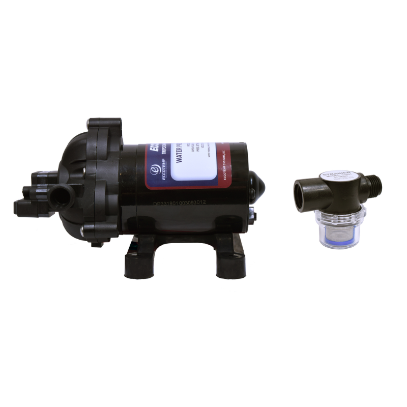Eccotemp Luxé Calentador de agua portátil sin tanque 1.5 GPM con bomba EccoFlo y paquete de colador