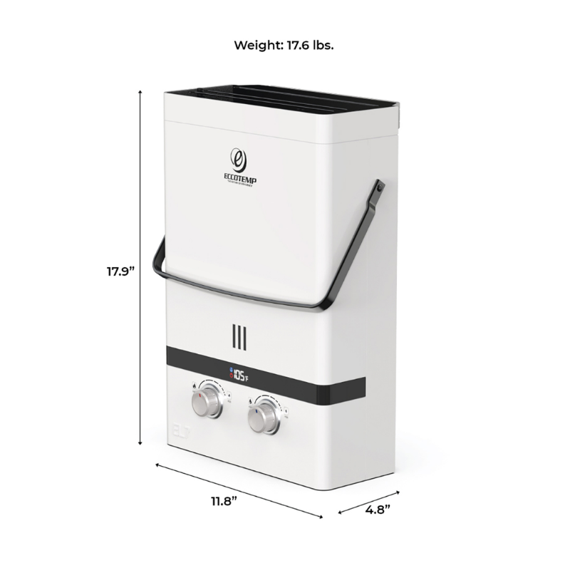 dimensions of Eccotemp Luxé Portable Tankless Water Heater 1.85 GPM