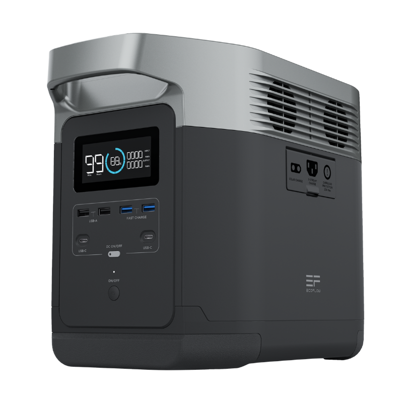 EcoFlow DELTA Portable Power Station - EFDELTA1300-AM front and side view