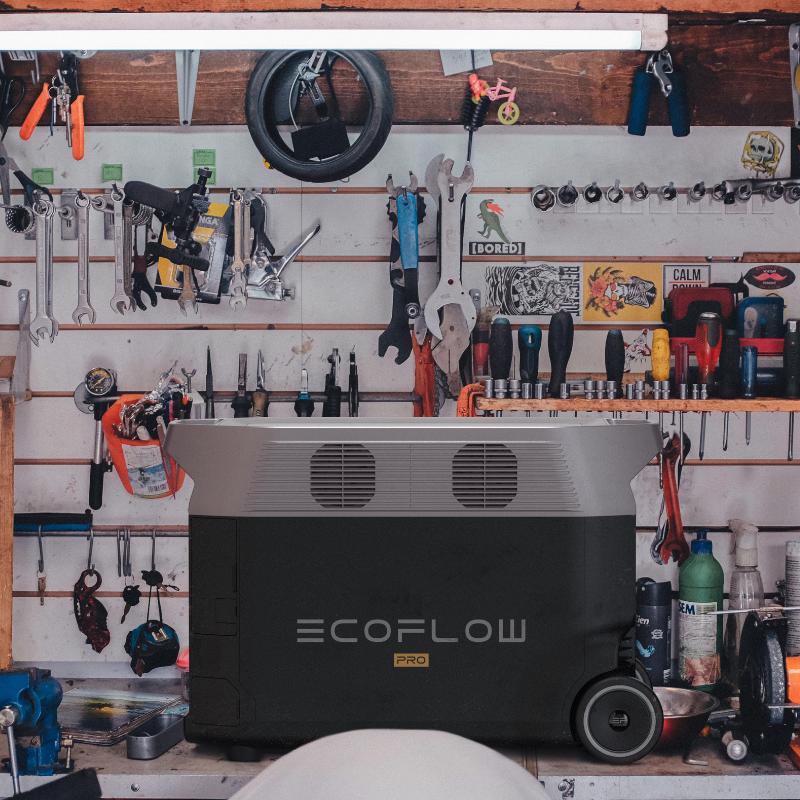 EcoFlow DELTA Pro Portable Power Station in a garage