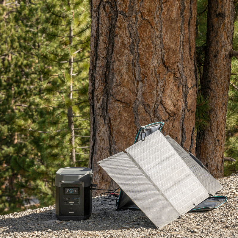 EcoFlow Portable 110W Solar Panel - EFSOLAR110N Next to a tree
