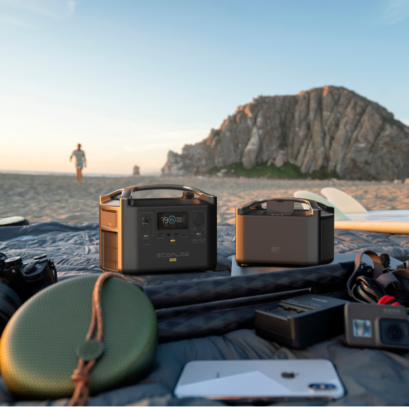 EcoFlow RIVER Pro Portable Power Station being used in the beach