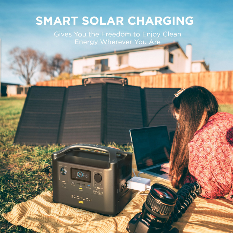 EcoFlow RIVER Pro + 1X 160W Solar Panel solar charge capabilities