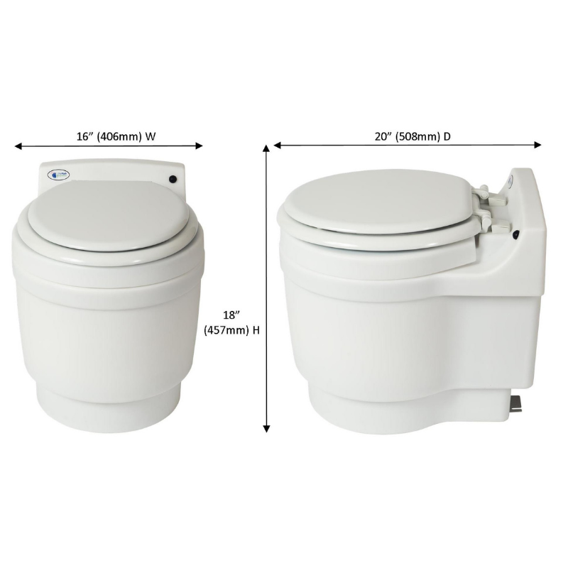 Laveo by Dry Flush Portable Waterless Toilet dimensions