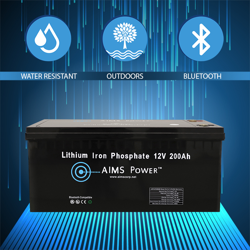 AIMS Power Lithium Battery 12V 200Ah LiFePO4 Lithium Iron Phosphate with Bluetooth Monitoring features