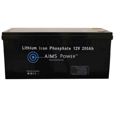 AIMS Power Lithium Battery 12V 200Ah LiFePO4 Lithium Iron Phosphate with Bluetooth Monitoring front view