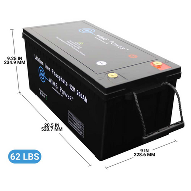 AIMS Power Lithium Battery 12V 200Ah LiFePO4 Lithium Iron Phosphate with Bluetooth Monitoring dimensions and weight