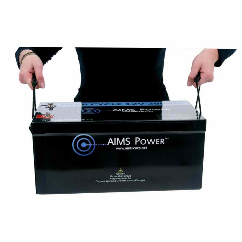 AIMS Power Lithium Battery 12V 200Ah LiFePO4 Lithium Iron Phosphate with Bluetooth Monitoring handles