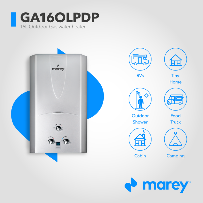 Marey 16 Liter Liquid Propane Gas Tankless Water Heater - GA16OLPDP Uses