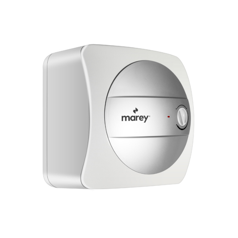 Marey Corded Electric Mini Storage Tank Water Heater front and side view