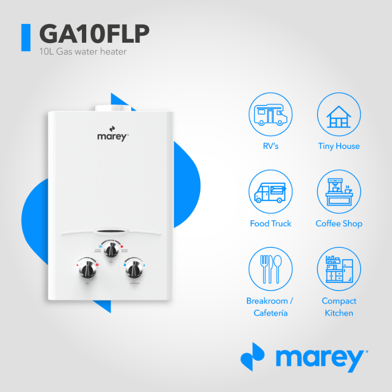 Marey GAS 10L – 2.64GPM Liquid Propane Tankless Water Heater Uses