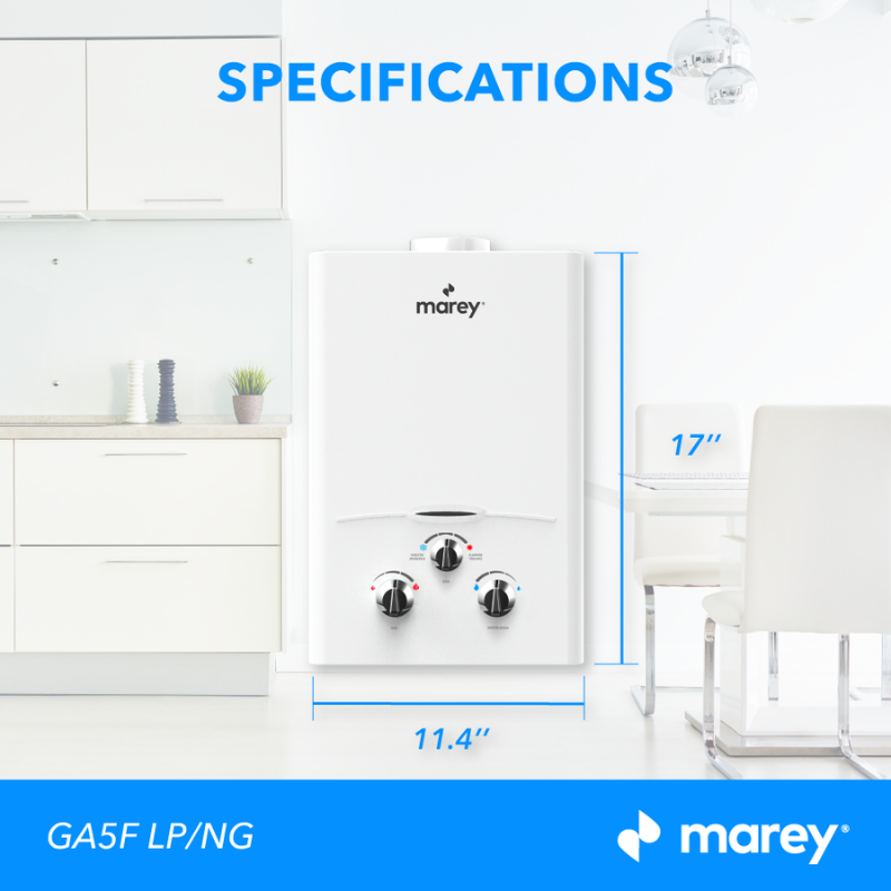 Marey GAS 5L – 1.89GPM Liquid Propane Tankless Water Heater Sizing