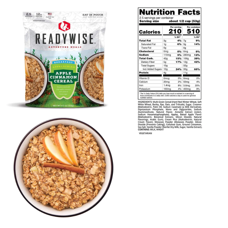 Picture and Nutrition Facts of the Apple Cinnamon Cereal Pouch