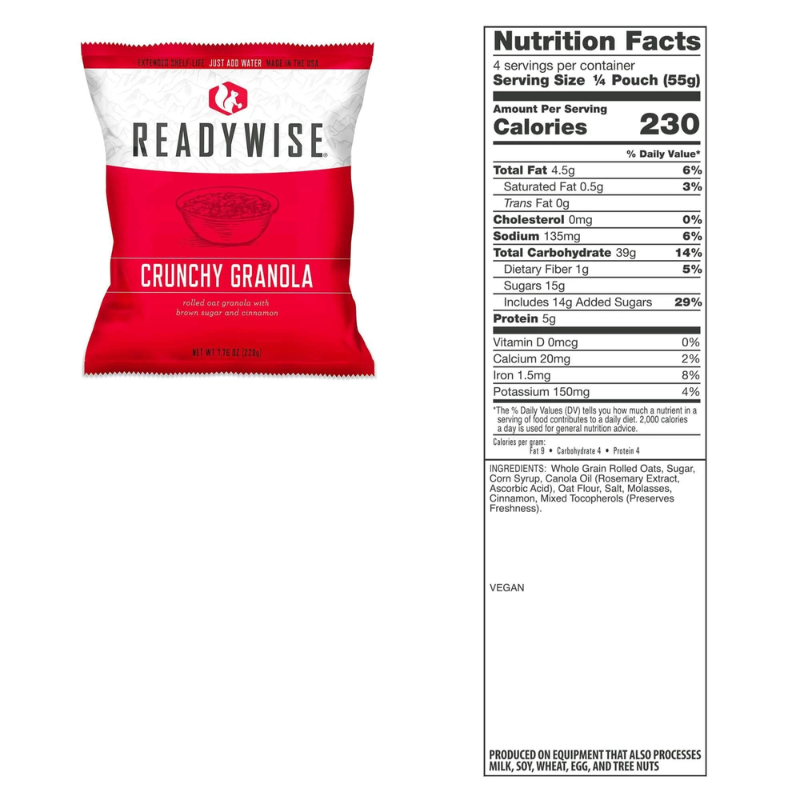 ReadyWise Crunchy Granola Nutrition Facts