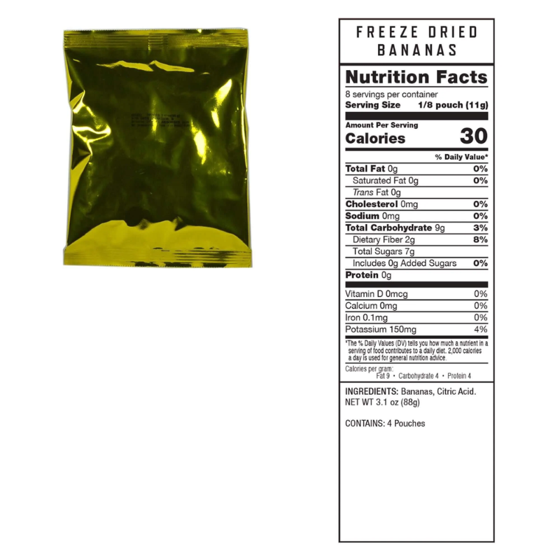 ReadyWise Freeze Dried Bananas Packet